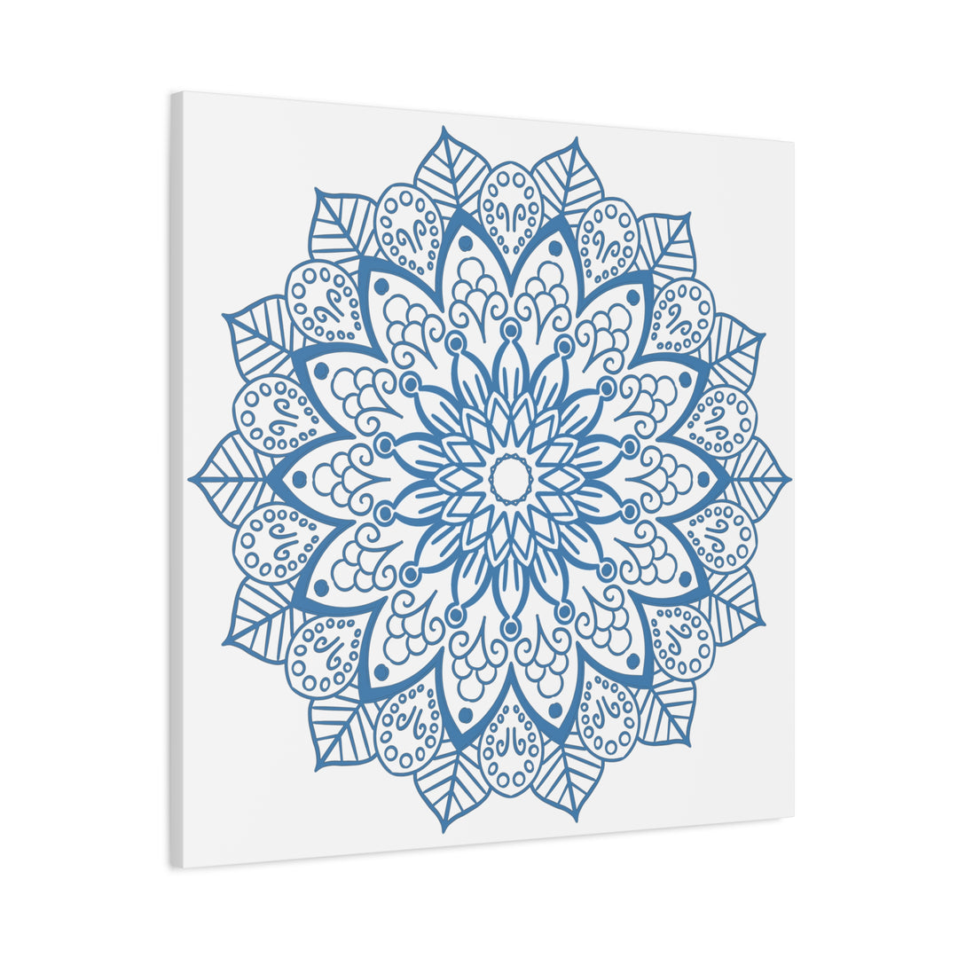 Handmade Mandala Art in Steel Blue, a beautiful mandala design wall art on matte canvas, stretched over a 125 inch frame