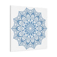 Handmade Mandala Art in Steel Blue, a beautiful mandala design wall art on matte canvas, stretched over a 125 inch frame