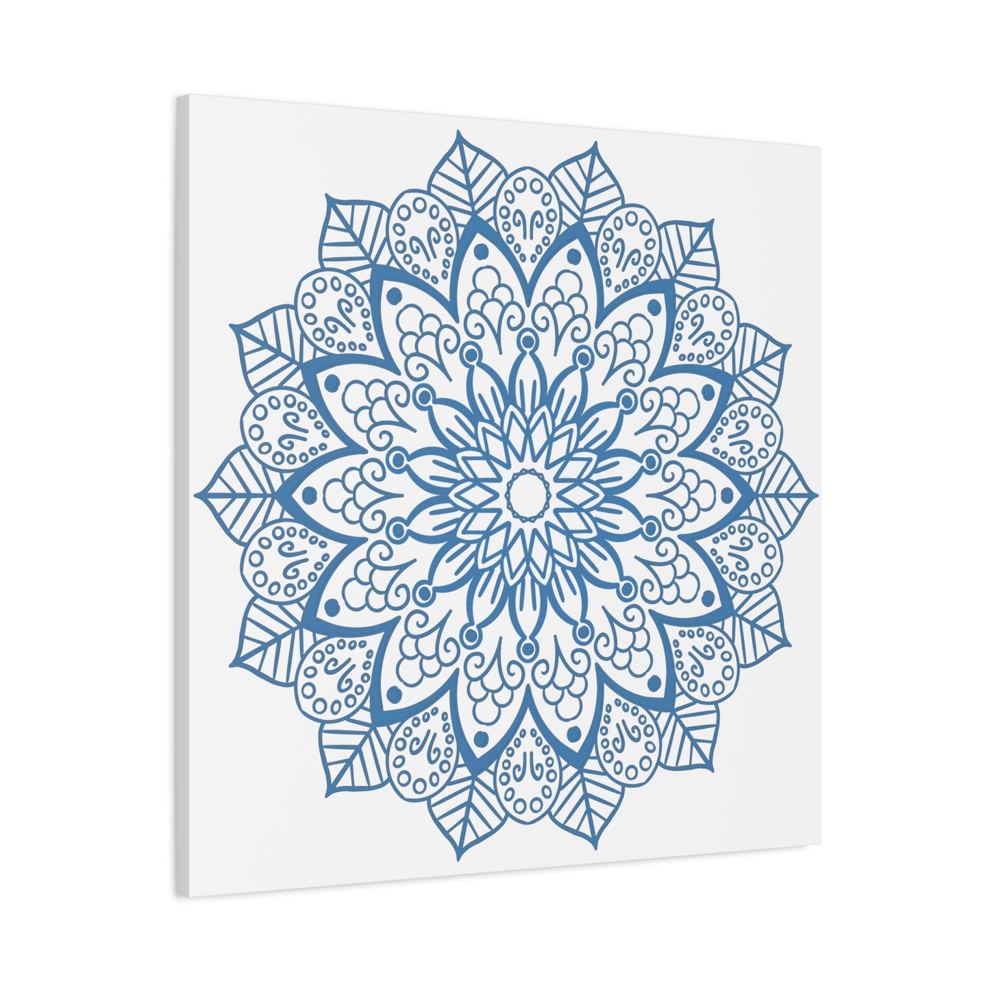 Handmade Mandala Art in Steel Blue, a beautiful mandala design wall art on matte canvas, stretched over a 125 inch frame