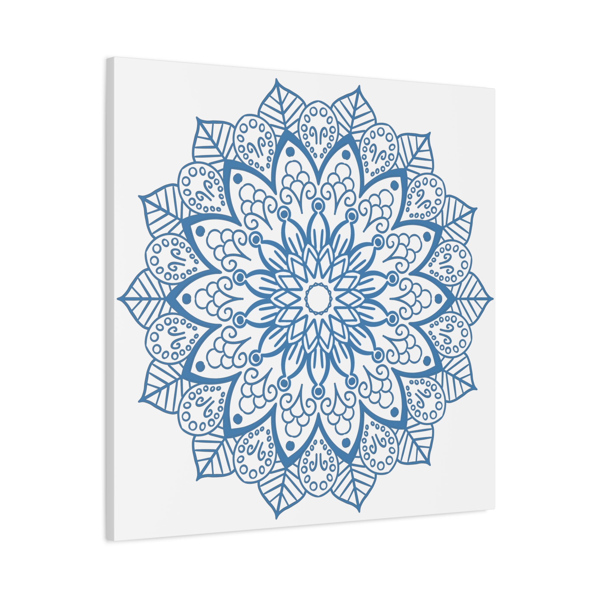 Handmade Mandala Art in Steel Blue, a beautiful mandala design wall art on matte canvas, stretched over a 125 inch frame