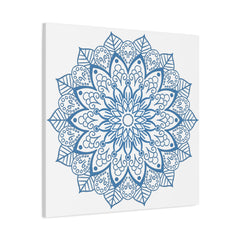 Handmade Mandala Art in Steel Blue, a beautiful mandala design wall art on matte canvas, stretched over a 125 inch frame