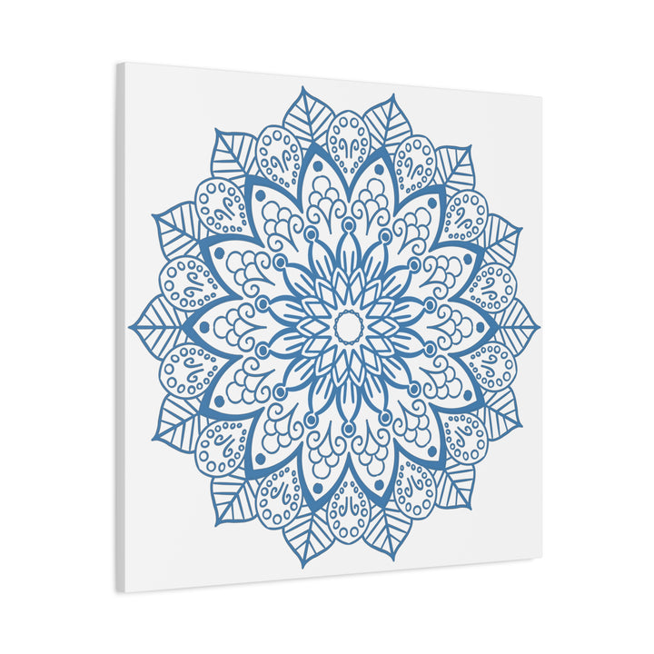 Handmade Mandala Art in Steel Blue, a beautiful mandala design wall art on matte canvas, stretched over a 125 inch frame