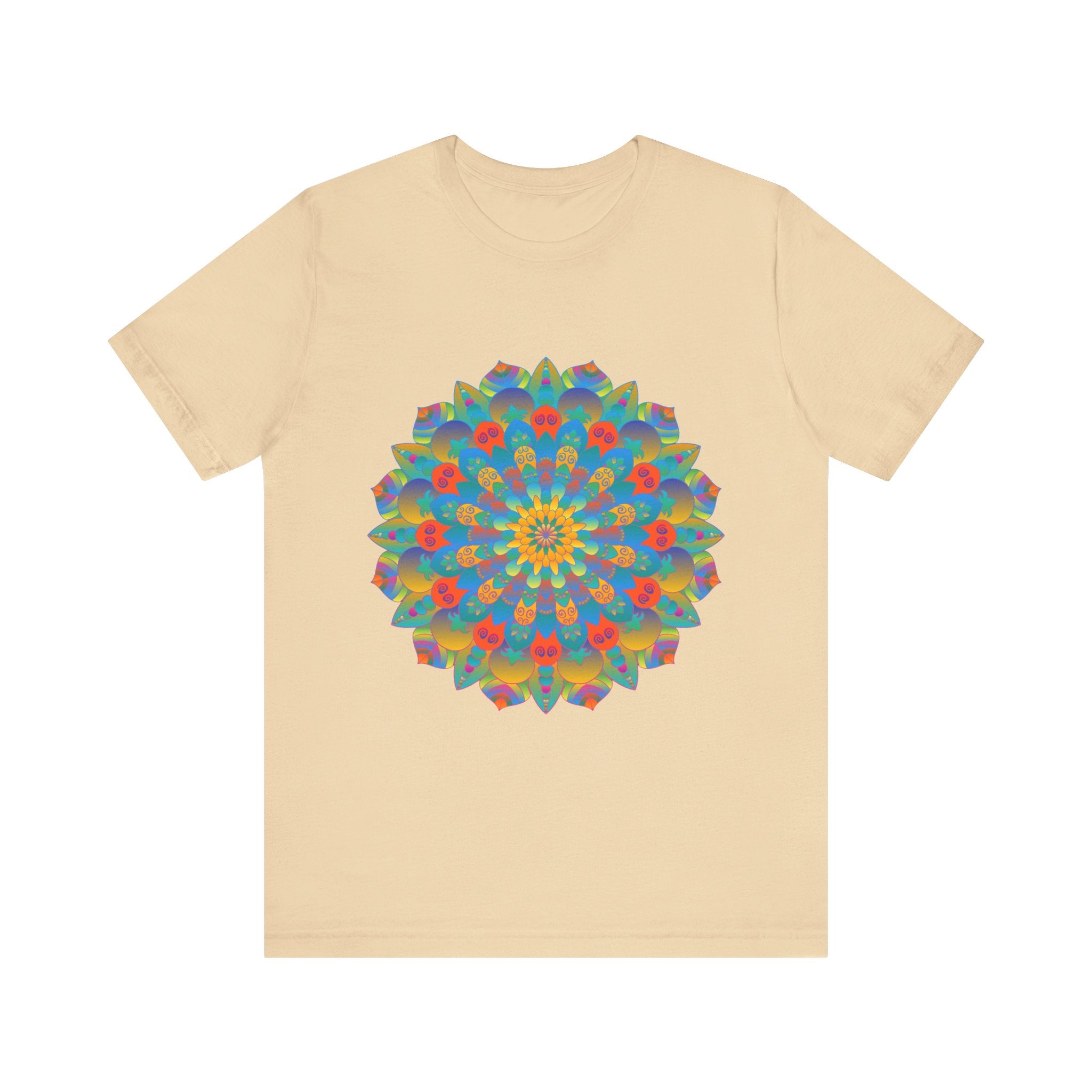 Vibrant mandala tee featuring an intricate and colorful design perfect for adding a pop of style to any outfit