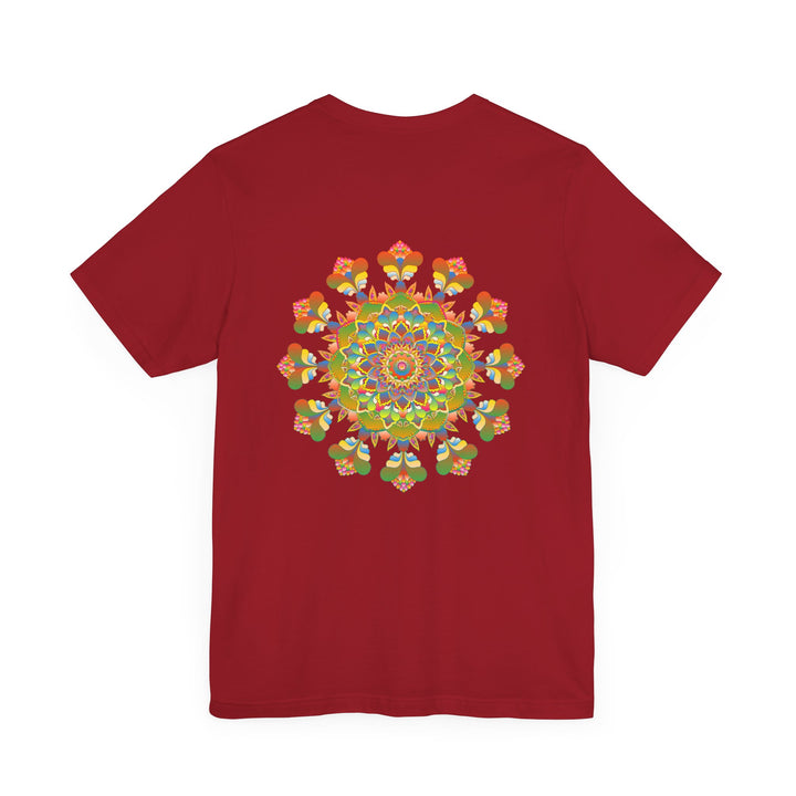 Man wearing Mandala Peace & Harmony T-Shirt in a peaceful garden