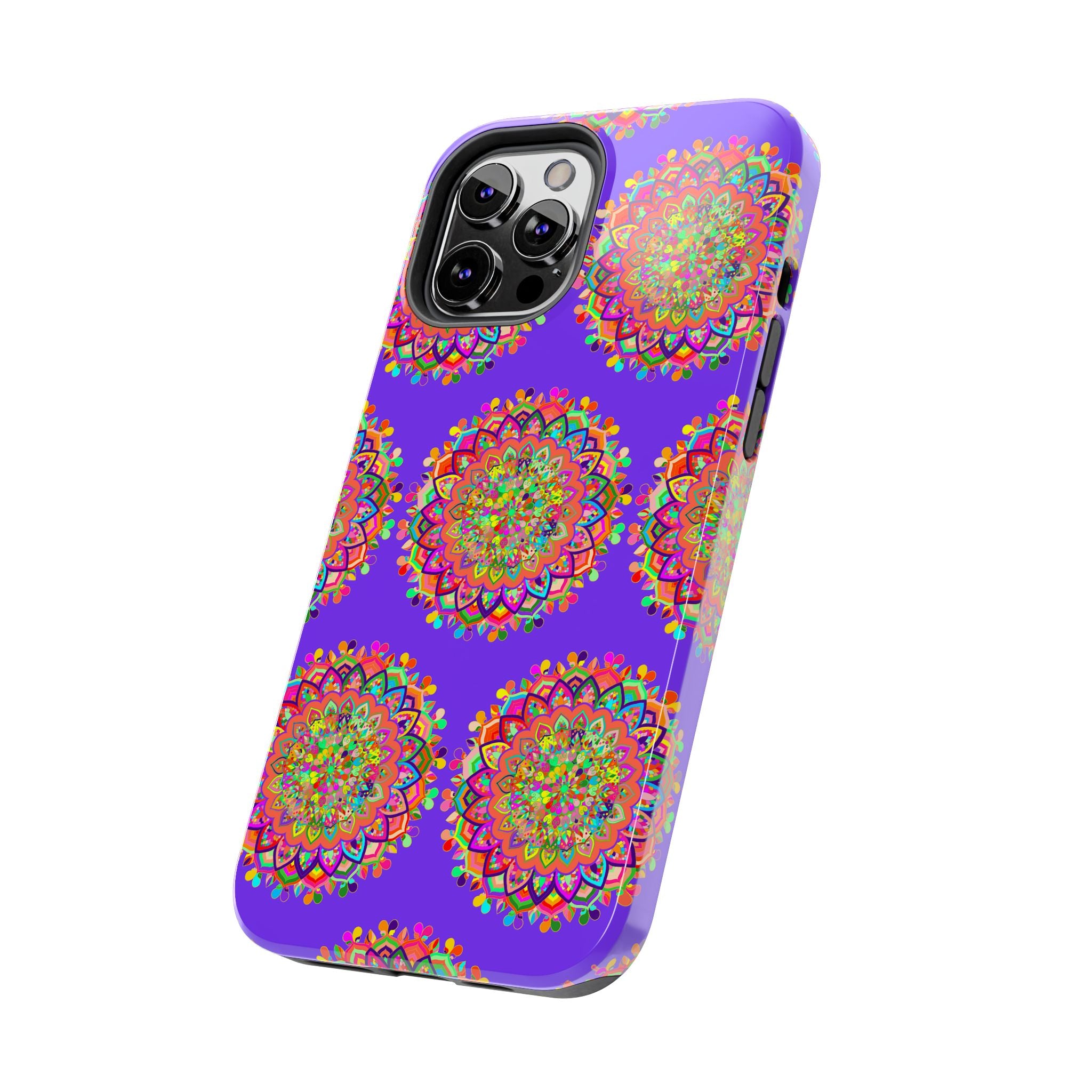 Hand drawn small purple mandala art phone case designed for iPhone X and XS