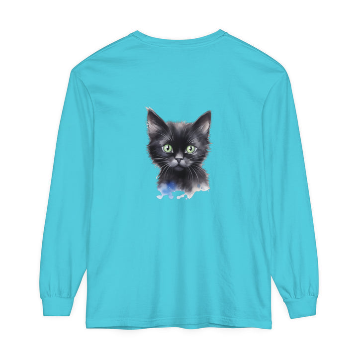 Black Cat Watercolor Unisex T-Shirt - a comfortable and stylish clothing option for cat lovers, featuring a vibrant watercolor design of a black cat on a unisex t-shirt