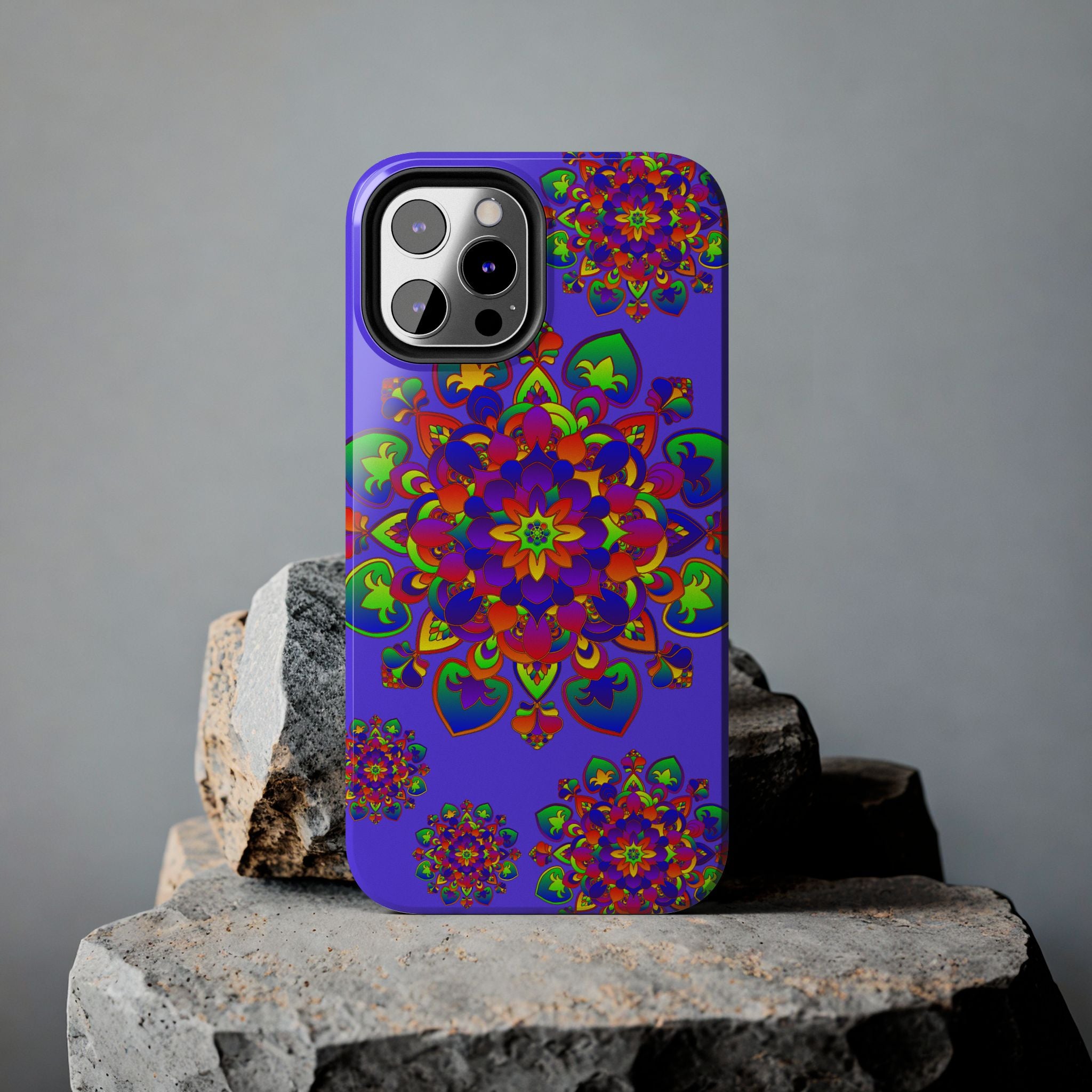 Colorful hand drawn mandala rainbow design phone case for all phone models