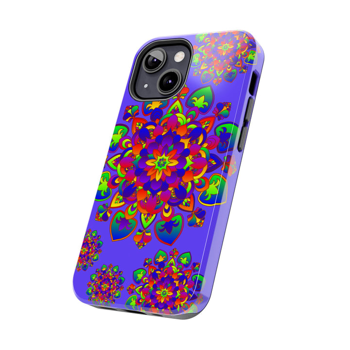 Colorful hand drawn mandala rainbow design phone case for protection and style