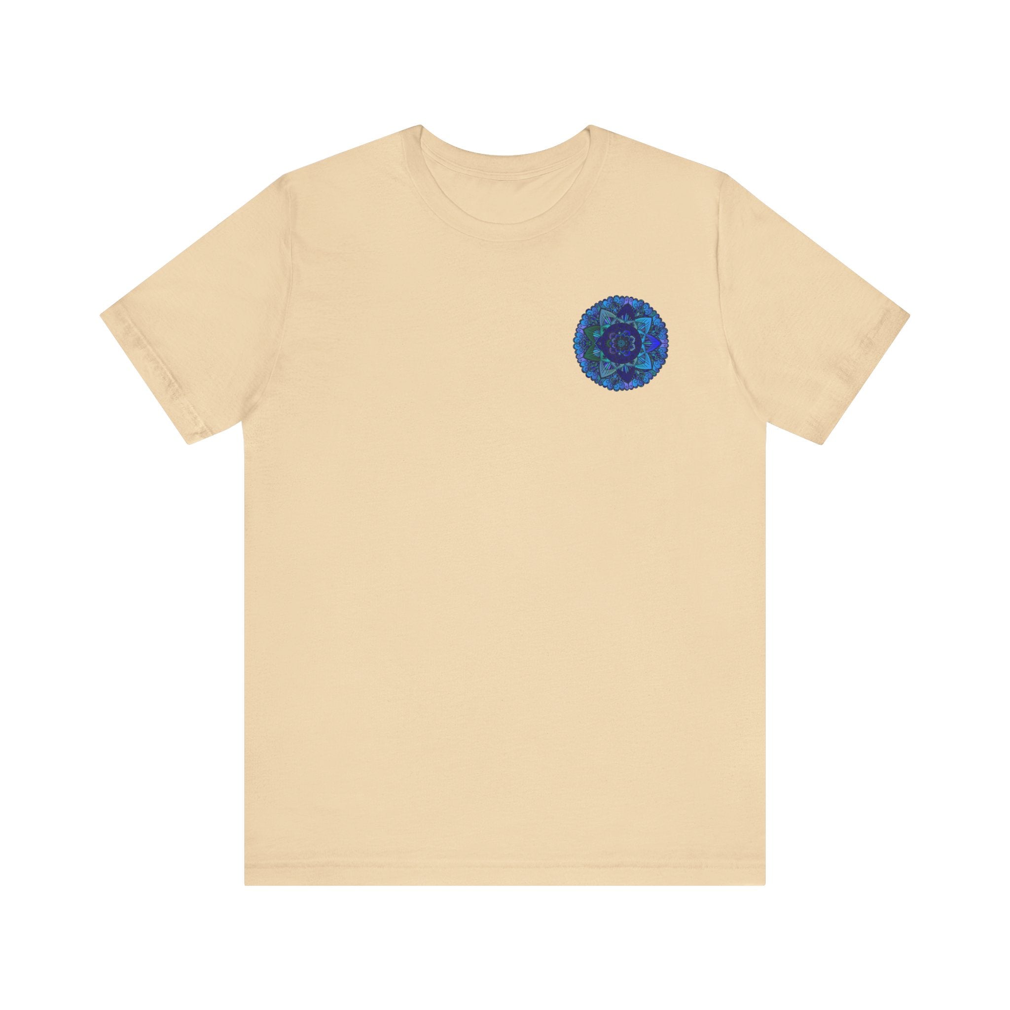 Blue Mandala T-Shirt featuring intricate spiritual design for peace and harmony