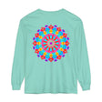 Vibrant and intricate mandala design on a long sleeve unisex t-shirt
