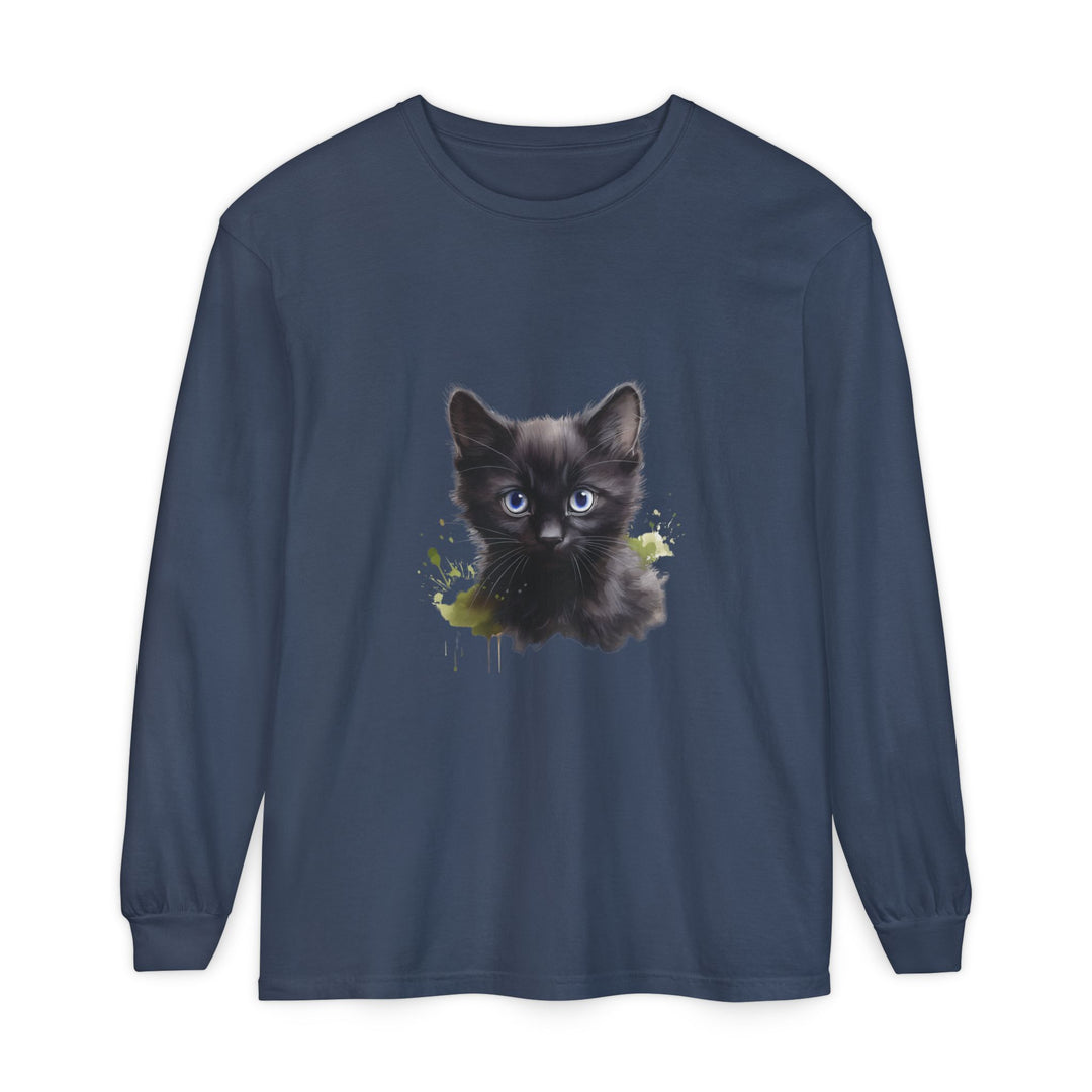 Mystische schwarze Katze – Langarm-T-Shirt
