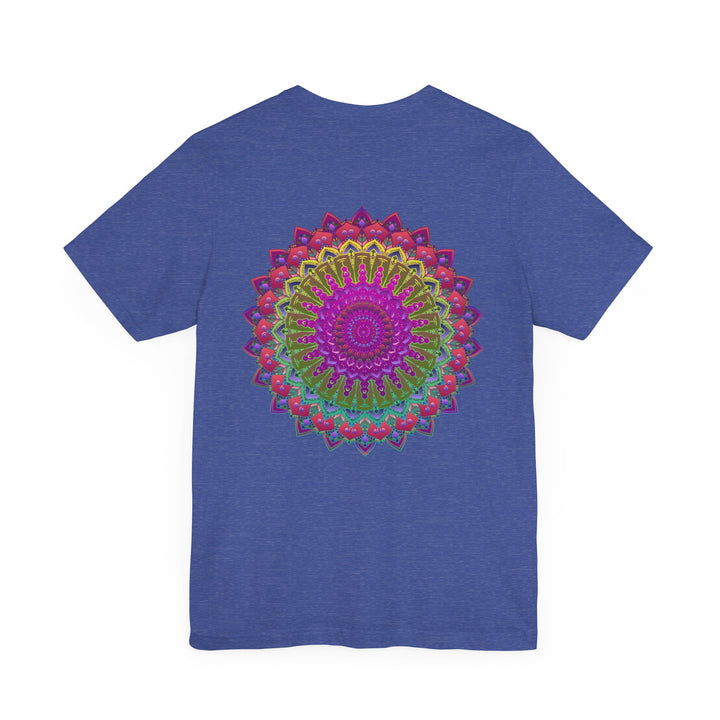 A colorful mandala tee featuring intricate designs representing spiritual peace and harmony, perfect for channeling positive energy and inner balance