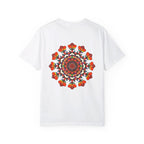 Unisex Mandala T-Shirt featuring intricate hand-drawn mandala art on 100% ring-spun cotton, garment-dyed for extra comfort