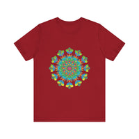 Colorful tie dye t-shirt with intricate psychedelic mandala design
