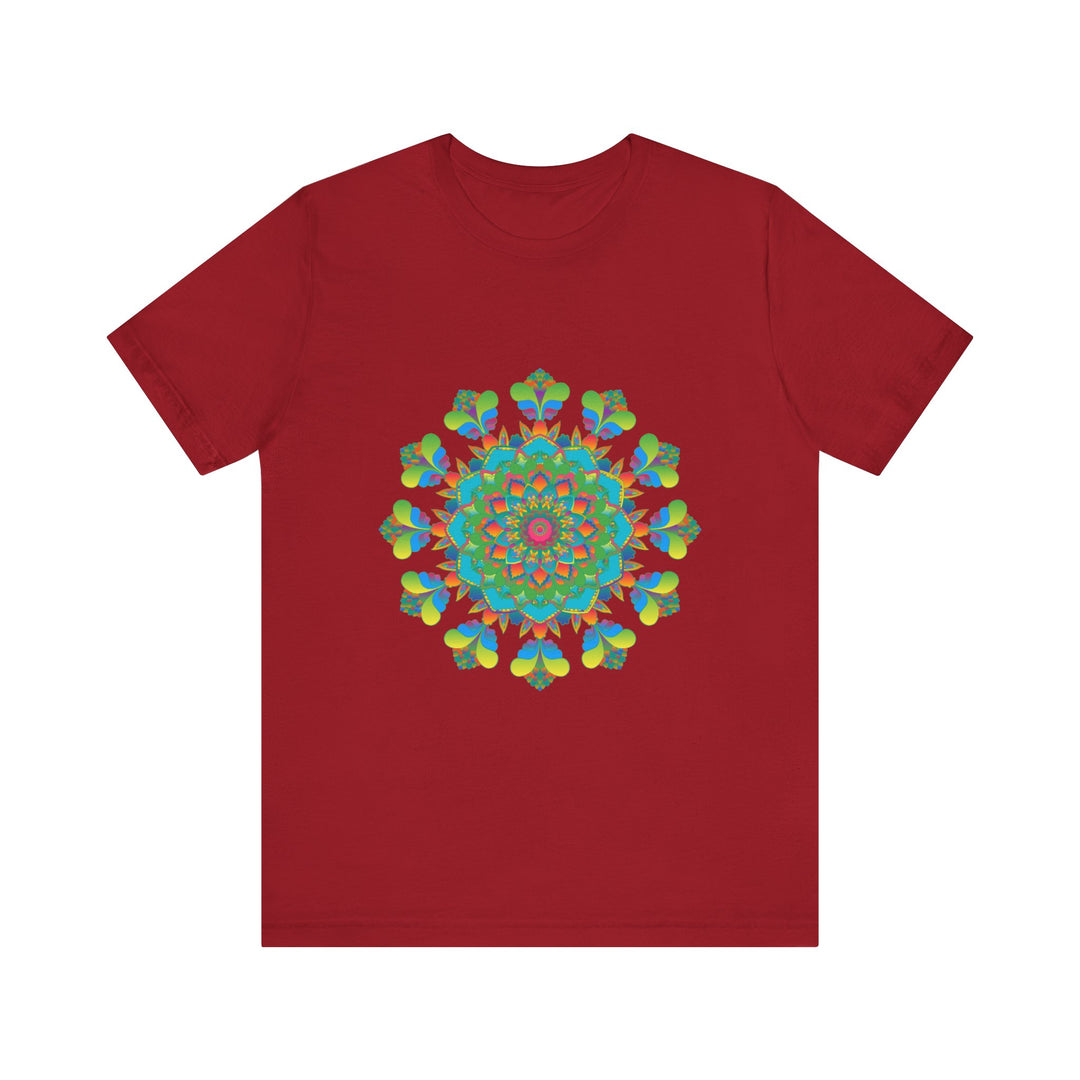 Colorful tie dye t-shirt with intricate psychedelic mandala design