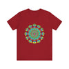 Colorful tie dye t-shirt with intricate psychedelic mandala design