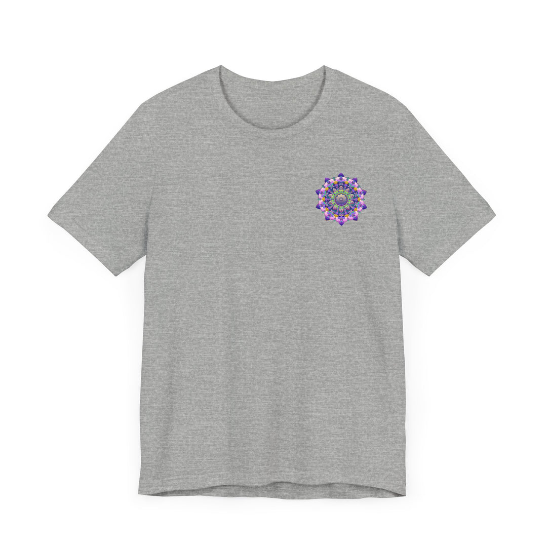 Vibrant mandala t-shirt featuring intricate design symbolizing spiritual peace and harmony, perfect for adding a pop of color to your wardrobe