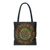 Colorful hand-drawn mandala art tote bag with all-over print design