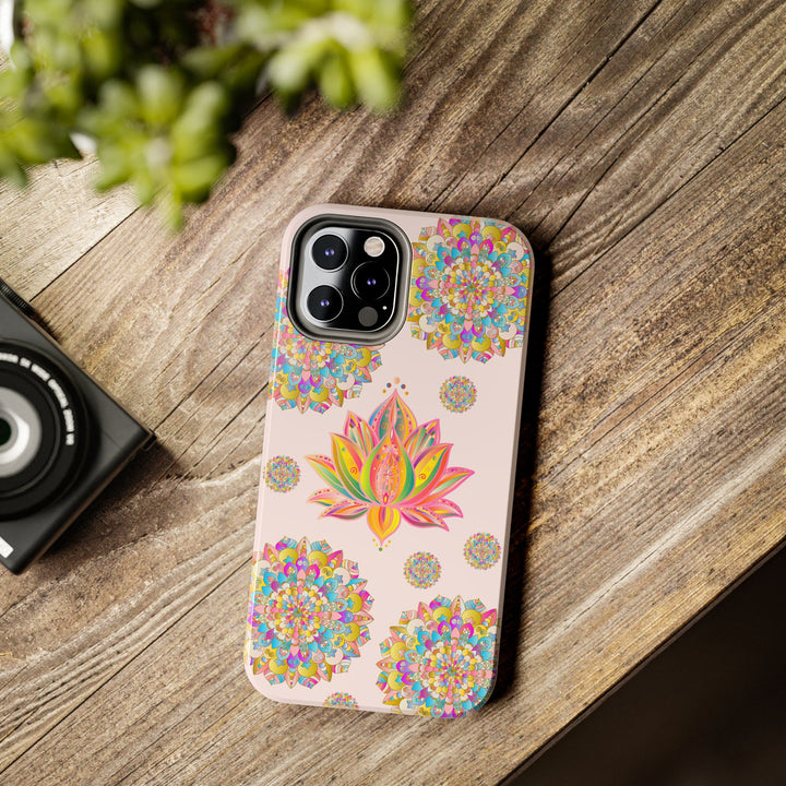 Beautiful light pink lotus flower mandala design phone case for protection