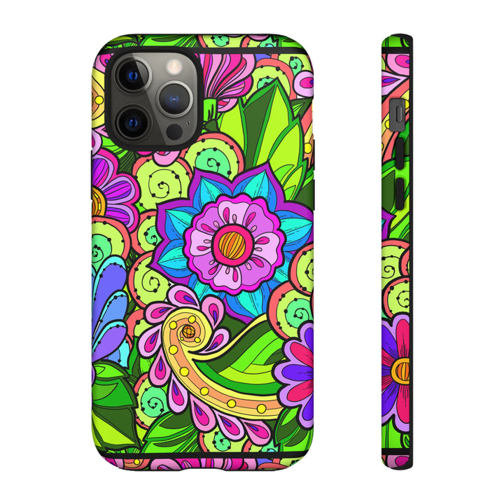 Floral Fantasy iPhone and Google Pixel Case in Bright Green Palette