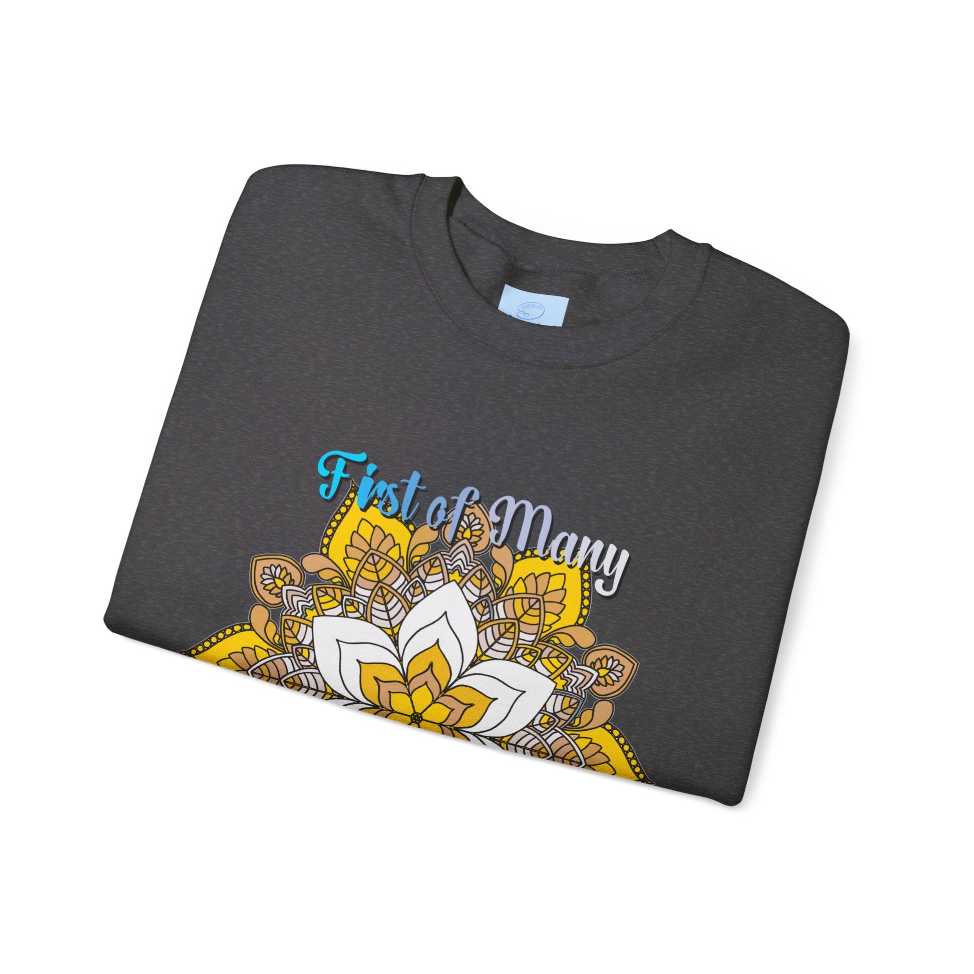 First Year Wedding Anniversary Gift - Unisex Heavy Blend™ Crewneck Sweatshirt with 'First of Many, Paper Anniversary' Design in Black