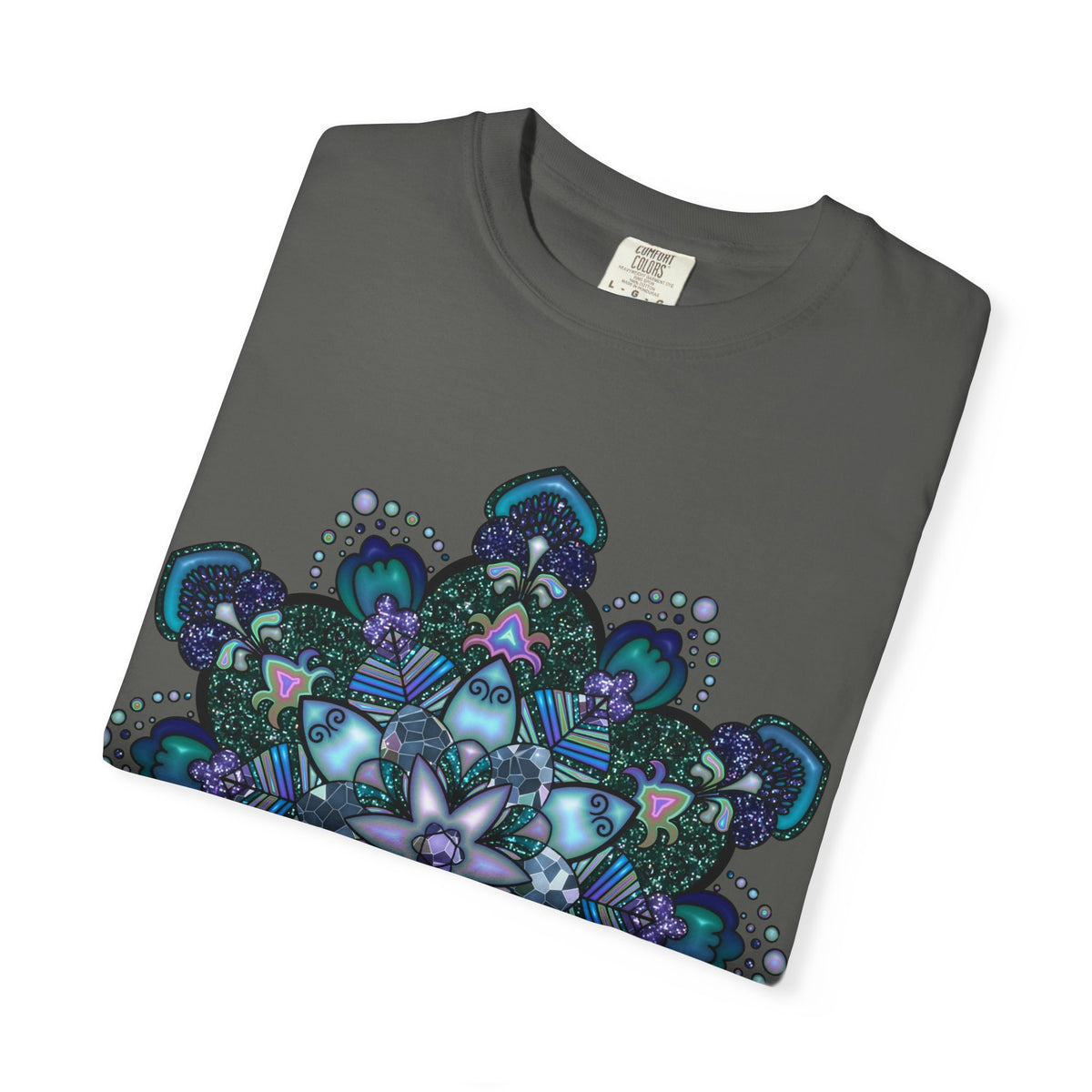 Mandala T-Shirt – Blue Purple Boho Geometric Floral Design