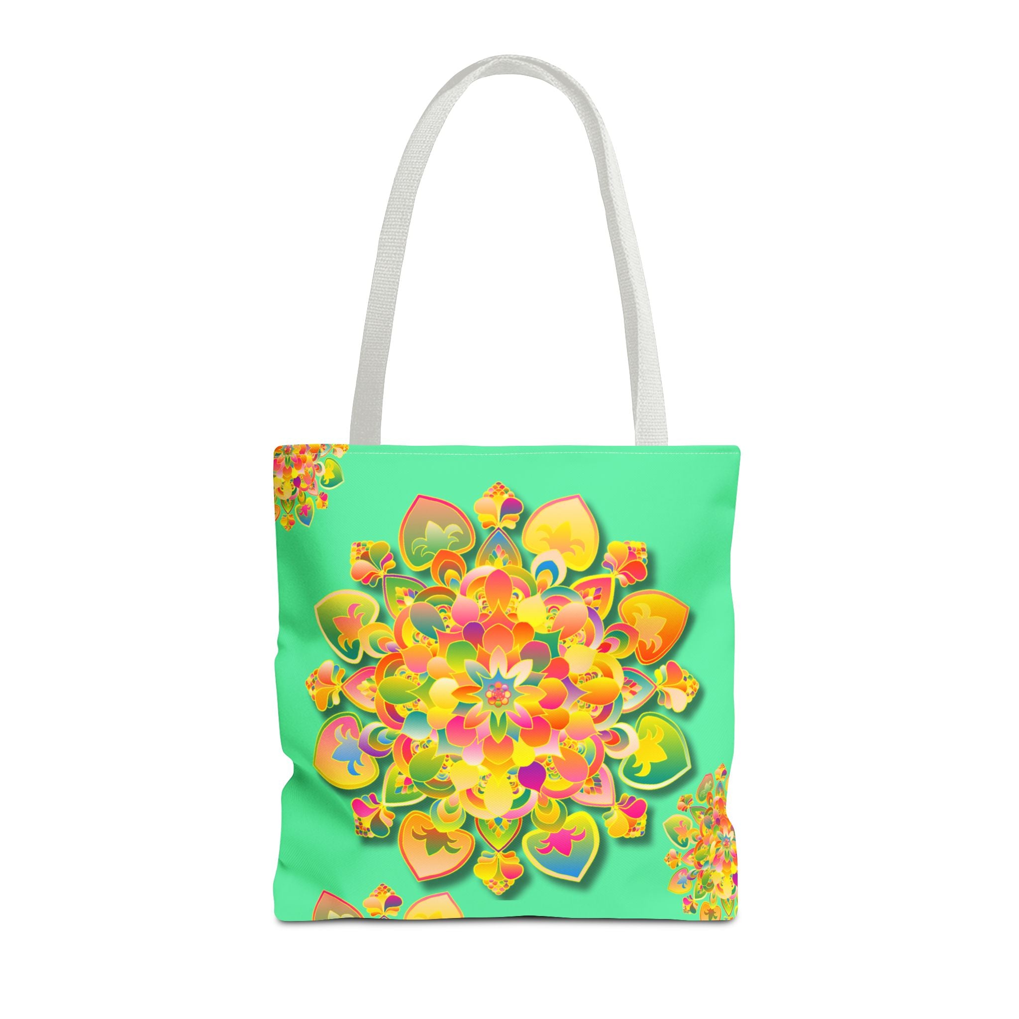 Floral Mandala Tote Bag — Bright Tropical Green All-Over Print