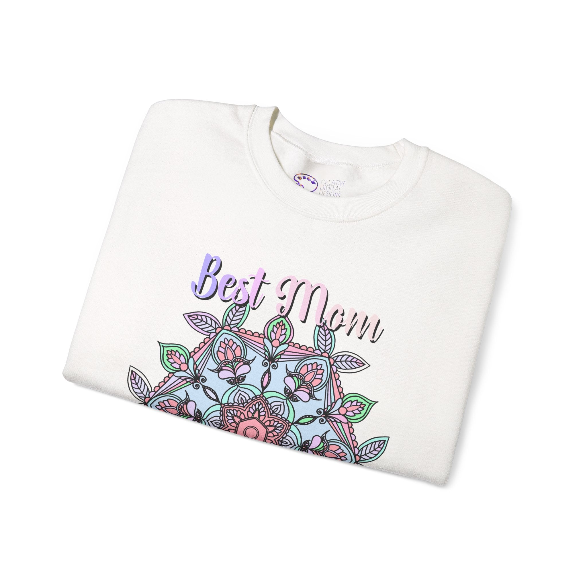 Mandala Art Crewneck Sweatshirt Celebrating Moms in Soft Hues