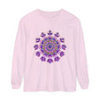 Intricate Mandala design in vibrant colors on a unisex long sleeve T-shirt