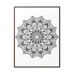 Black and white mandala handmade art on gallery canvas wraps