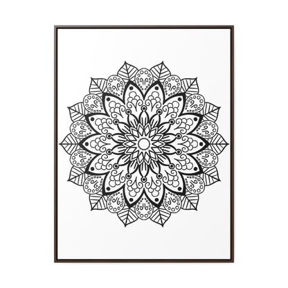 Black and white mandala handmade art on gallery canvas wraps