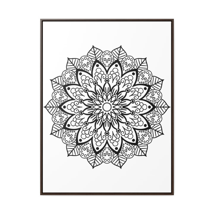 Black and white mandala handmade art on gallery canvas wraps