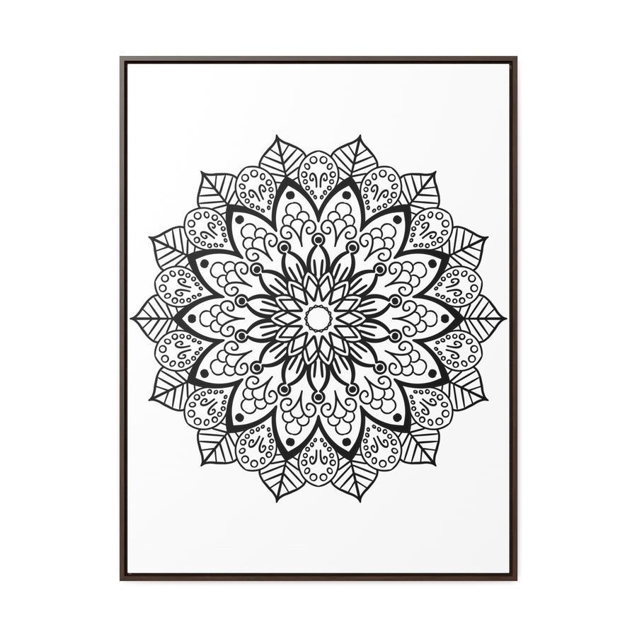 Black and white mandala handmade art on gallery canvas wraps