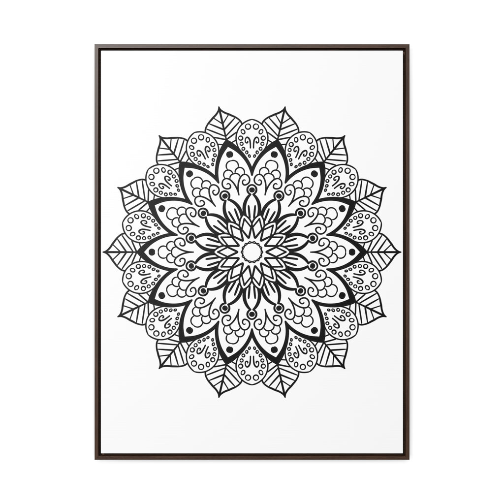 Black and white mandala handmade art on gallery canvas wraps