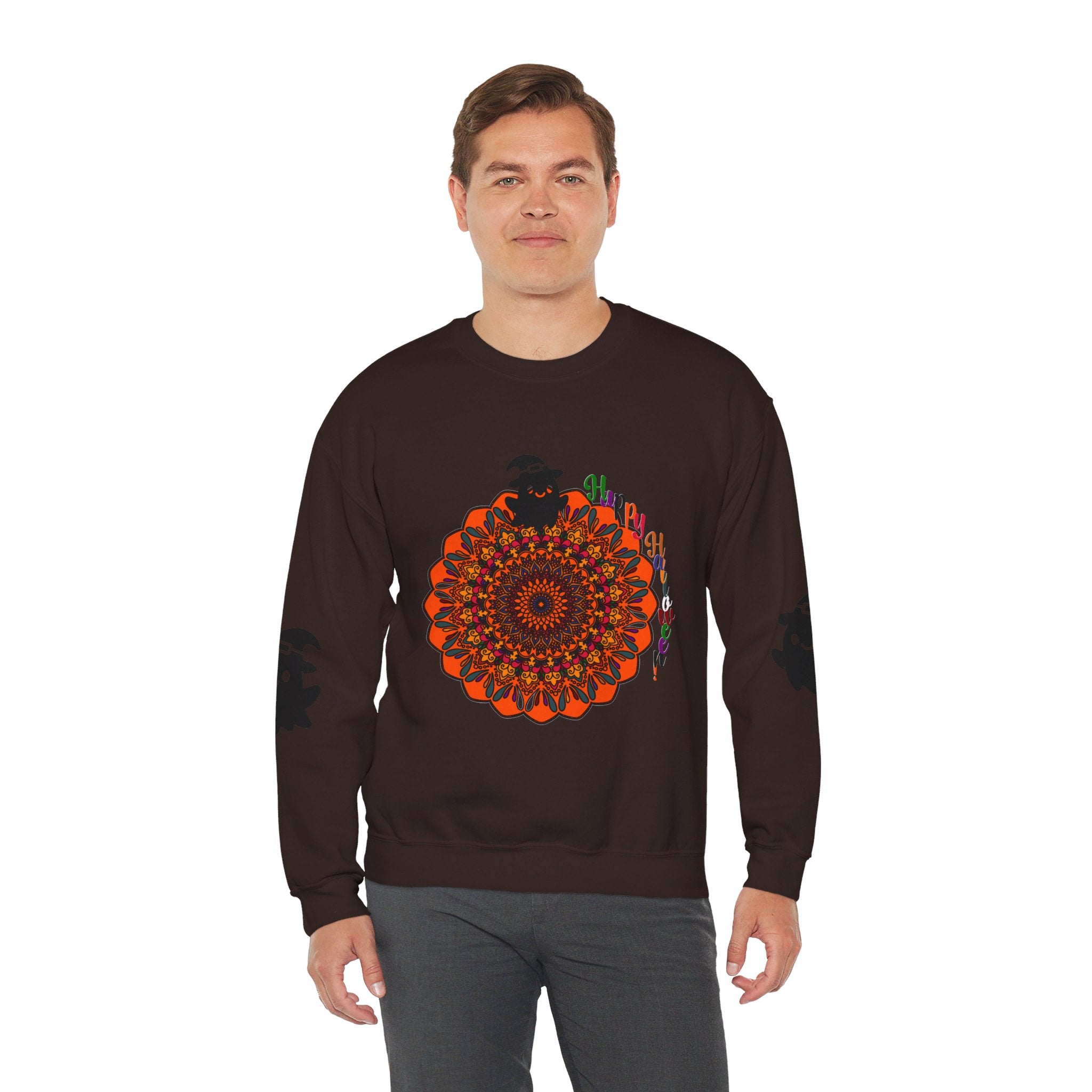 Artistically designed sweatshirt with ghost mandala illustration, perfect for all genders