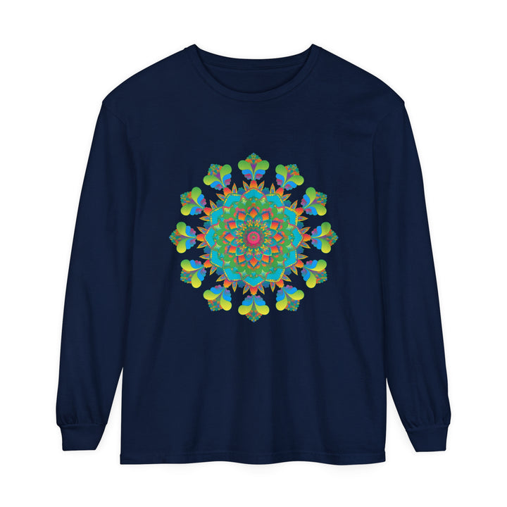 Colorful and vibrant psychedelic mandala tie dye long sleeve t-shirt