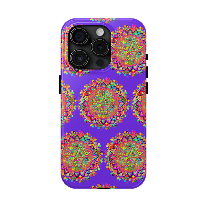 Hand drawn purple mandala art phone case designed for iPhone X and XS, featuring intricate and detailed design perfect for adding a touch of bohemian style to your phone