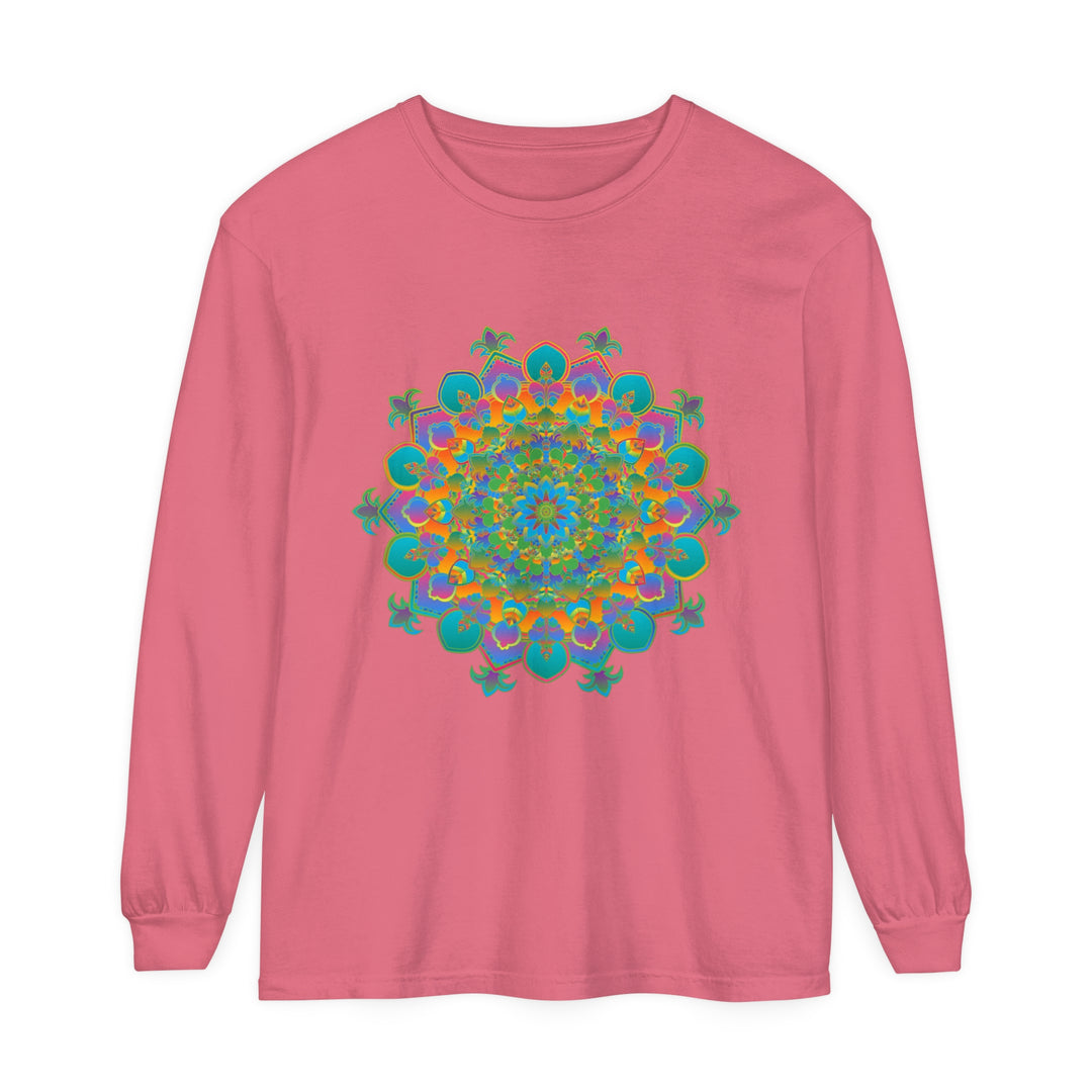 Colorful and intricate mandala design long sleeve unisex t-shirt for vibrant fashion statement