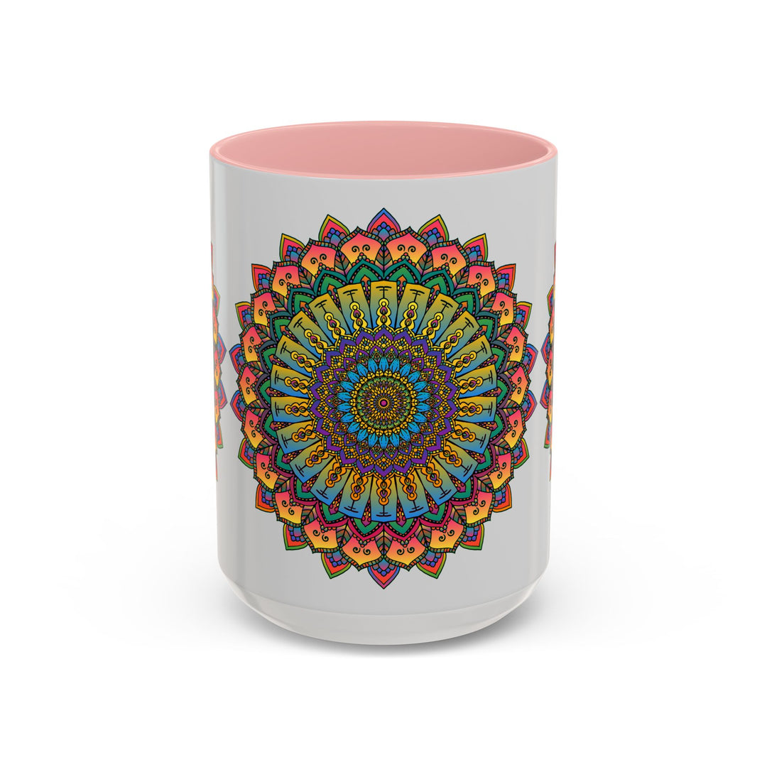 Colorful and vibrant Mandala Art Mug with spiritual symbols and intricate designs