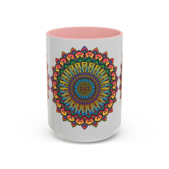 Colorful and vibrant Mandala Art Mug with spiritual symbols and intricate designs