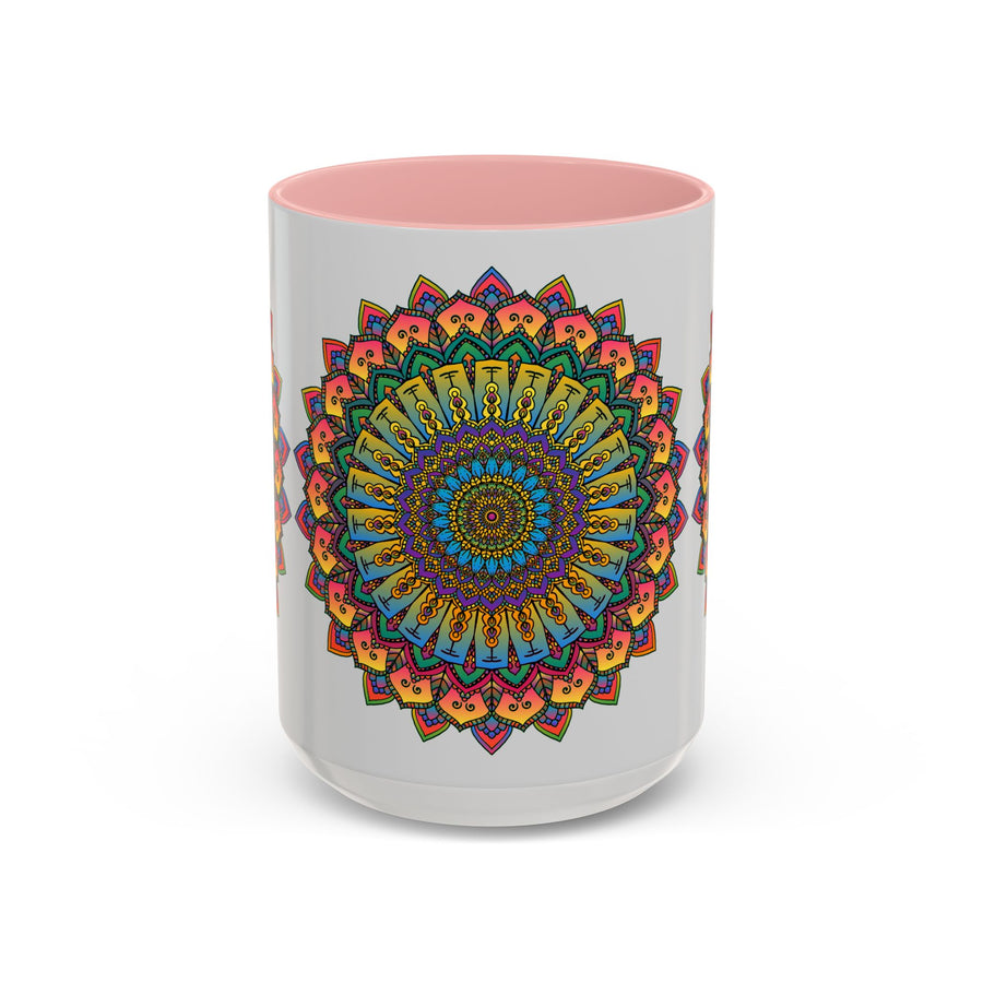 Colorful and vibrant Mandala Art Mug with spiritual symbols and intricate designs