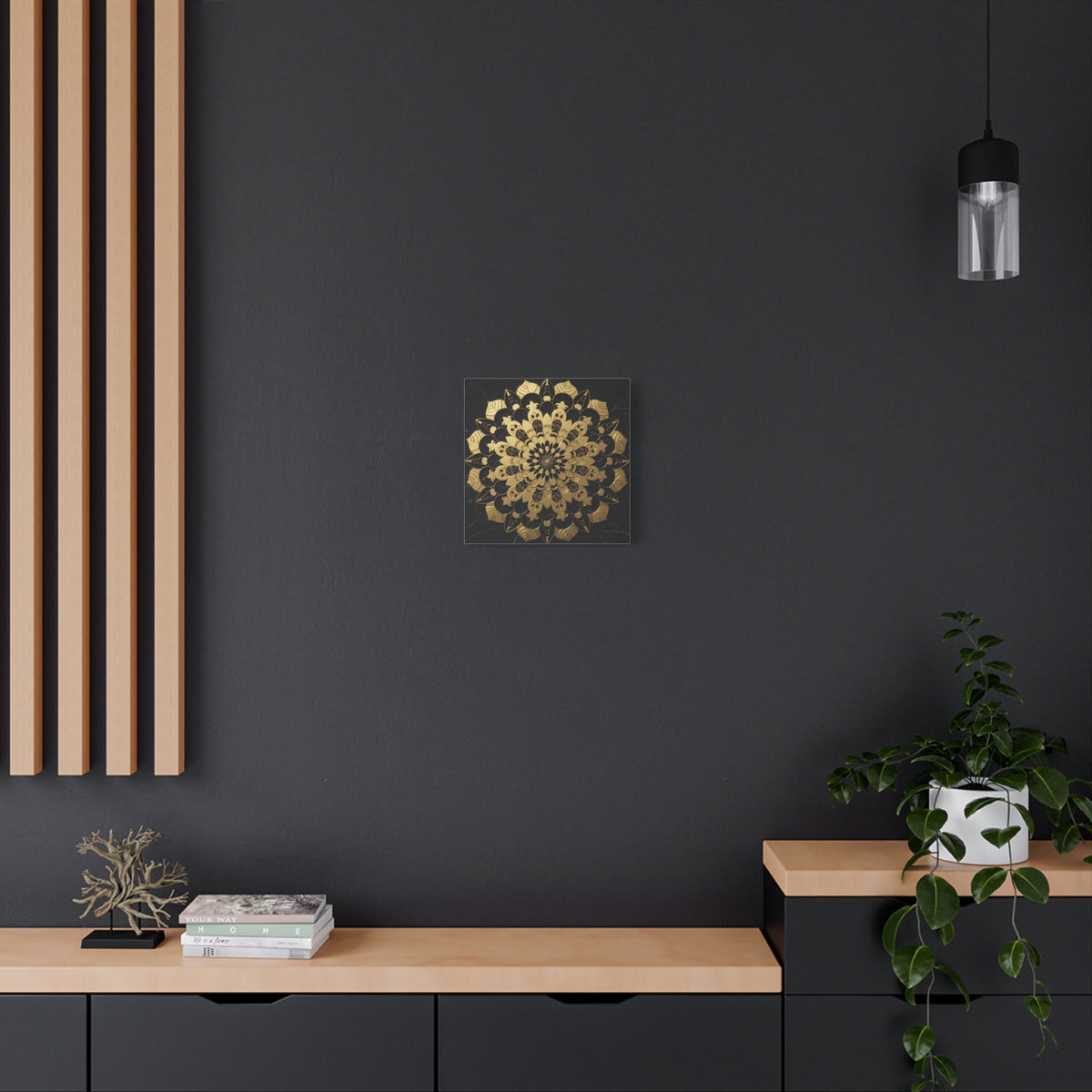 Infinite Bloom – Verziertes goldenes Mandala auf Leinwand