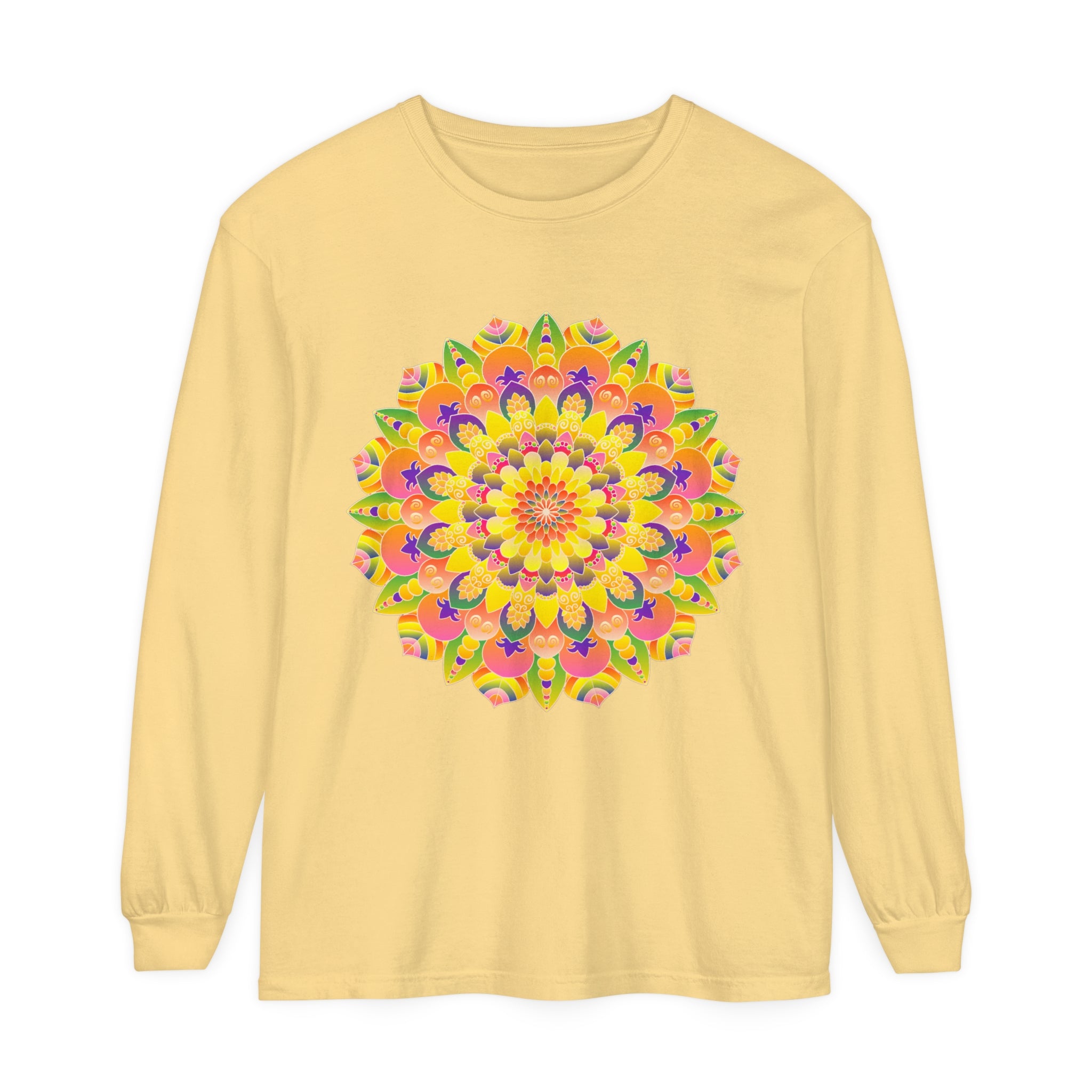 Colorful and intricate mandala design long sleeve t-shirt for men and women