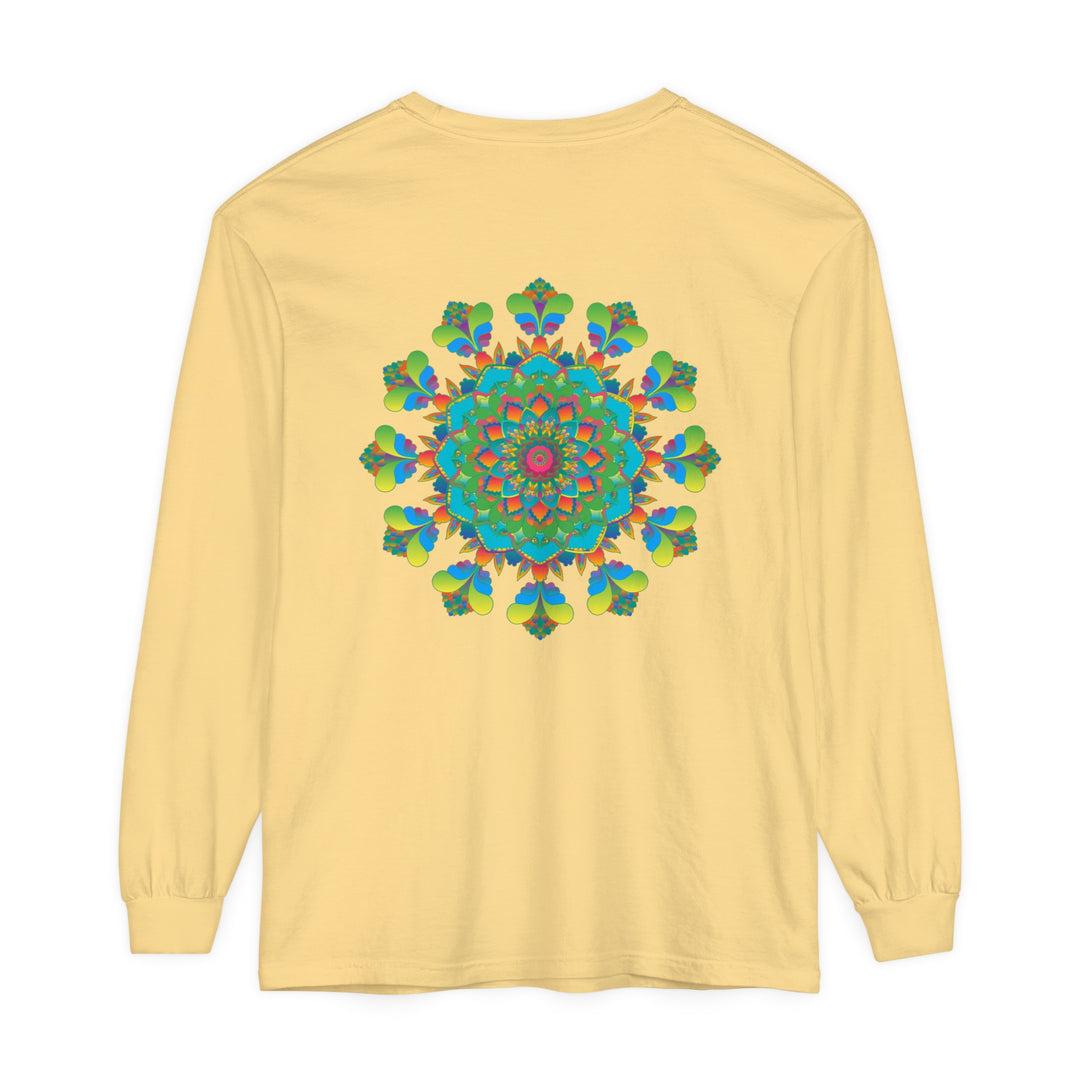 Colorful and vibrant mandala tie dye long sleeve t-shirt in psychedelic design