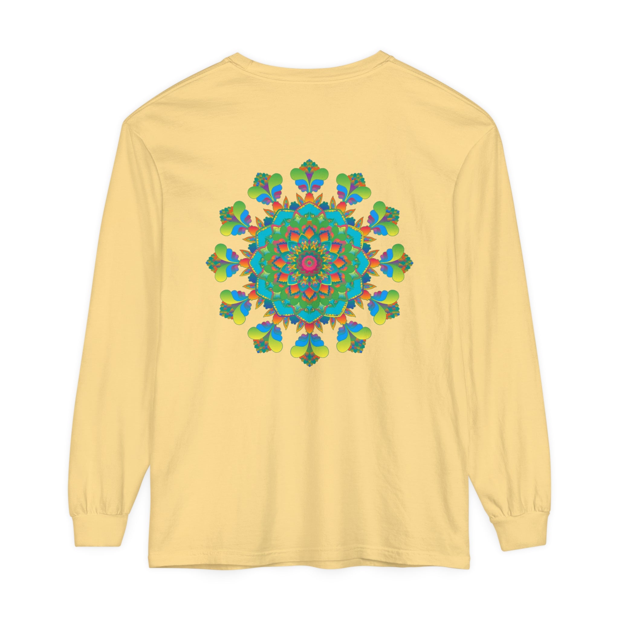 Colorful and vibrant mandala tie dye long sleeve t-shirt in psychedelic design