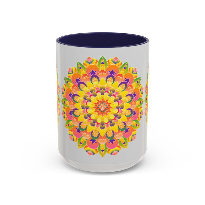 Bohemian art inspired ceramic mug with a colorful mandala design