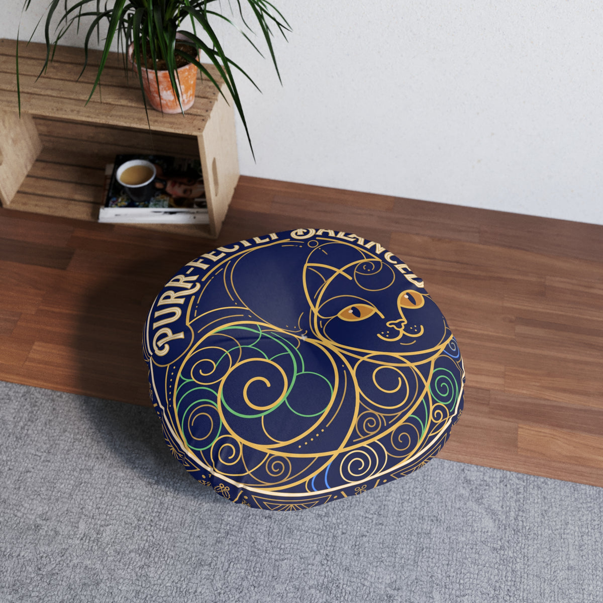 Purr-fectly Balanced Sacred Geometry Cat Floor Pillow