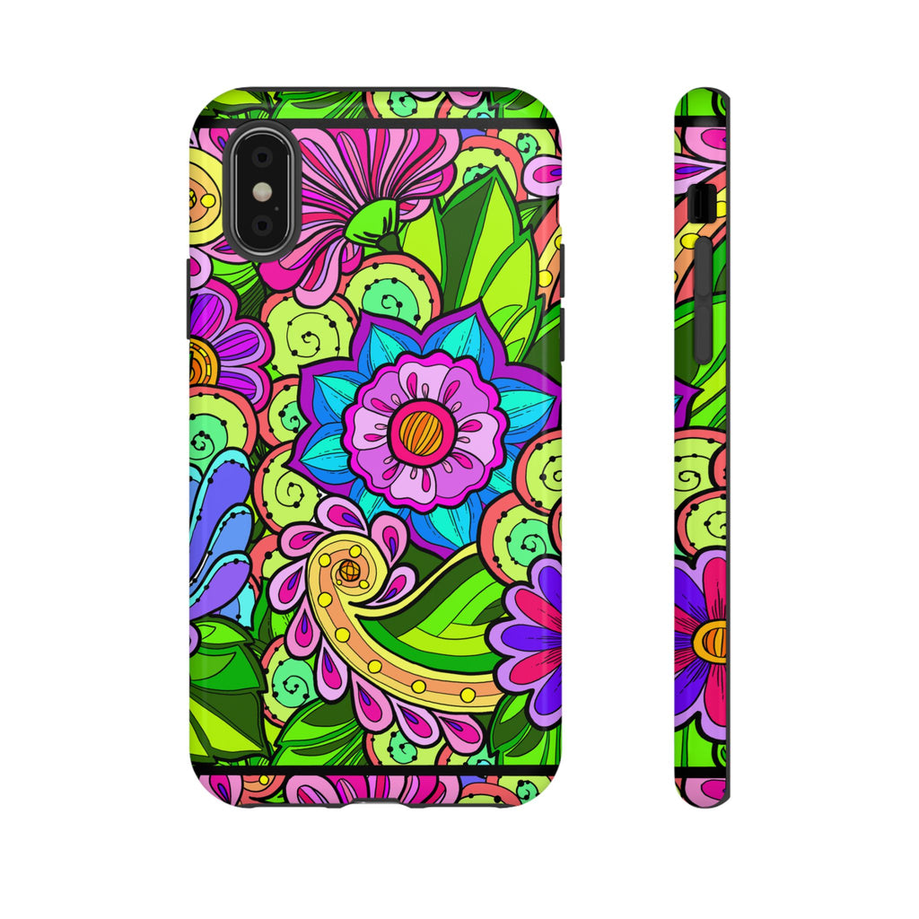 Floral Fantasy iPhone and Google Pixel Case in Bright Green Palette