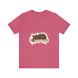 A watercolor illustration of a sleeping black cat on a t-shirt