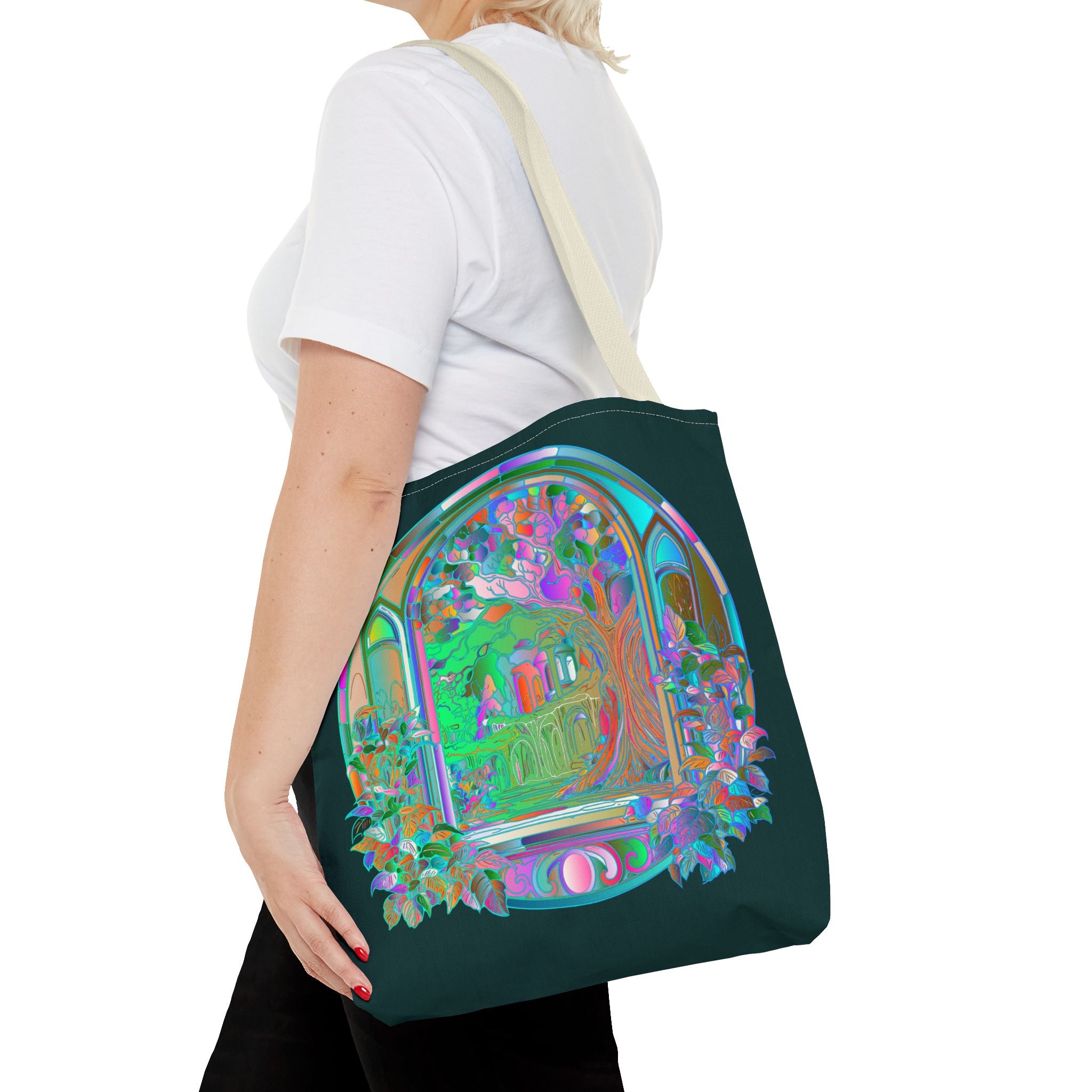 Colorful and intricate mandala design tote bag inspired by nature